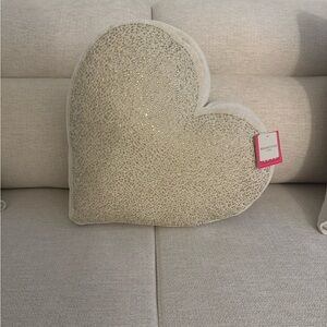 Heart Shape Pillow Magaschoni Cream Beaded Accent Pillow